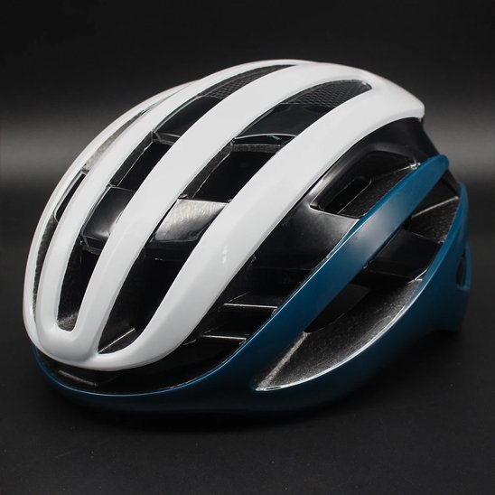 Casque velo blanc et bleu