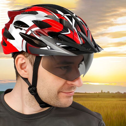 Casque velo rouge visière